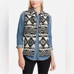 NWT - Chaps Aztec Sweater Vest in Black/White - Size XXL